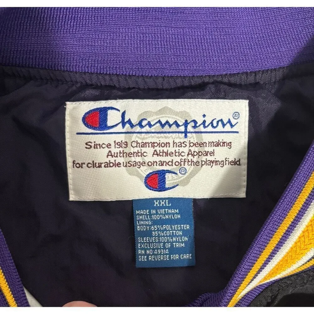 Champion UNI Panthers Pullover Windbreaker Jacket Mens XXL Purple Gold Vintage